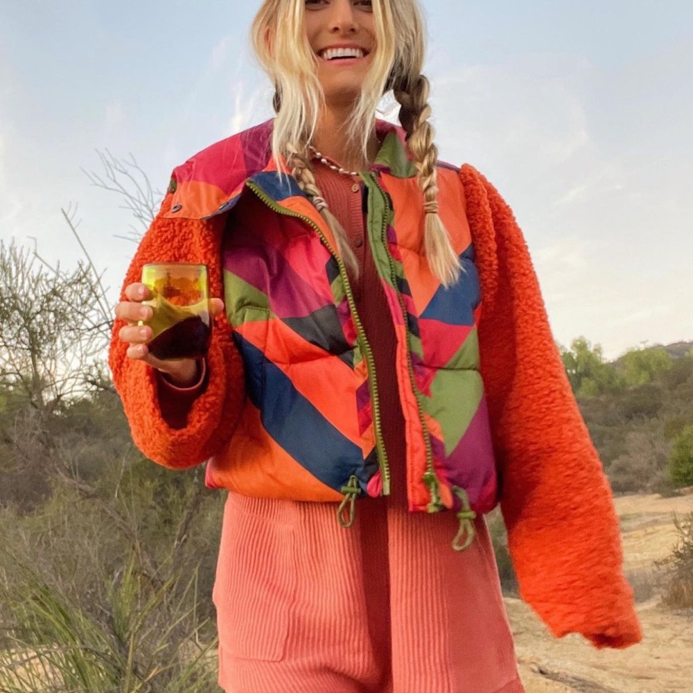 New, Sold out Farm Rio Juliana Striped Pattern Puffer